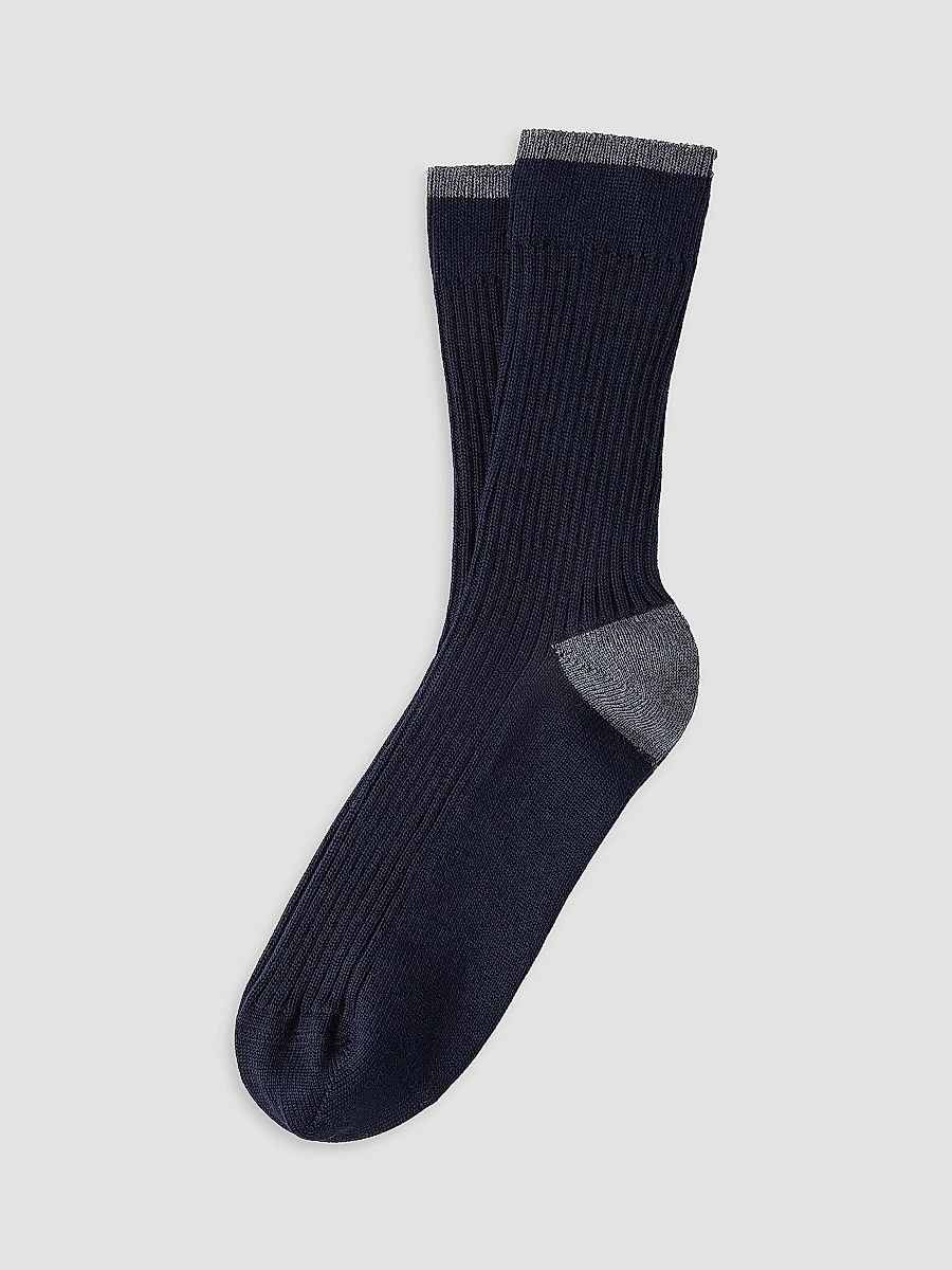 Brunello Cucinelli Men's Cotton Socks - Navy Blue - Size XXL