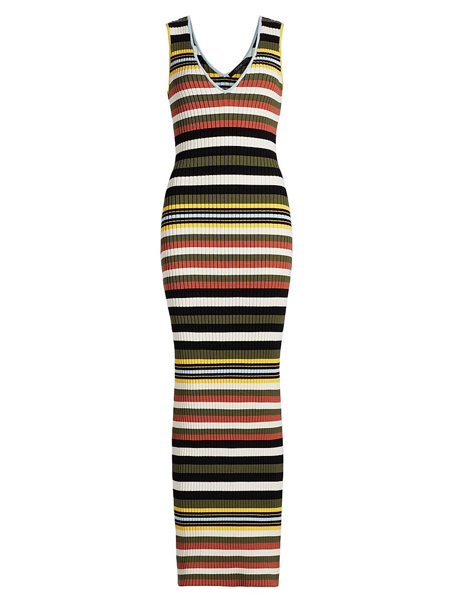 Women's Bowie Striped V-Neck Midi-Dress - Stripe - Size Small