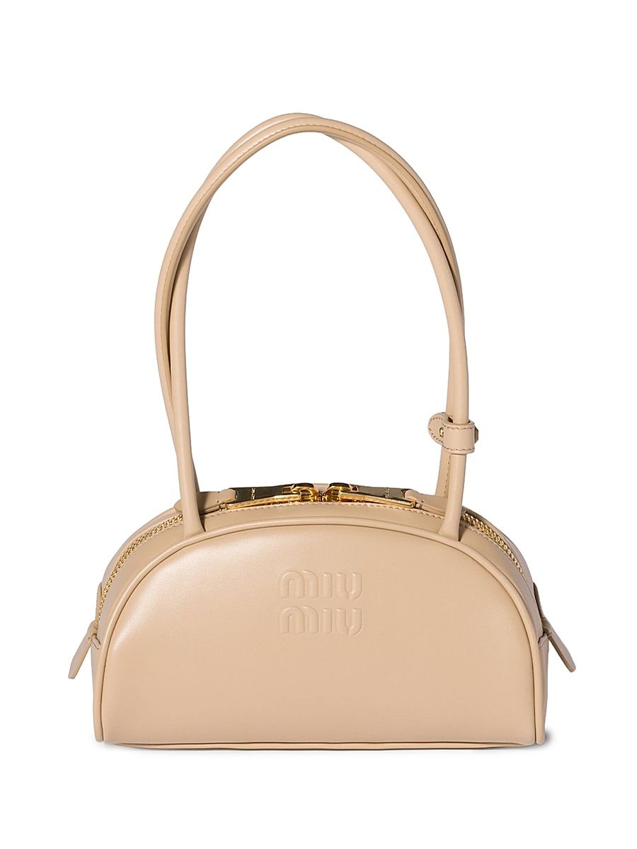 Women's Beau Leather Shoulder Bag - Beige Khaki