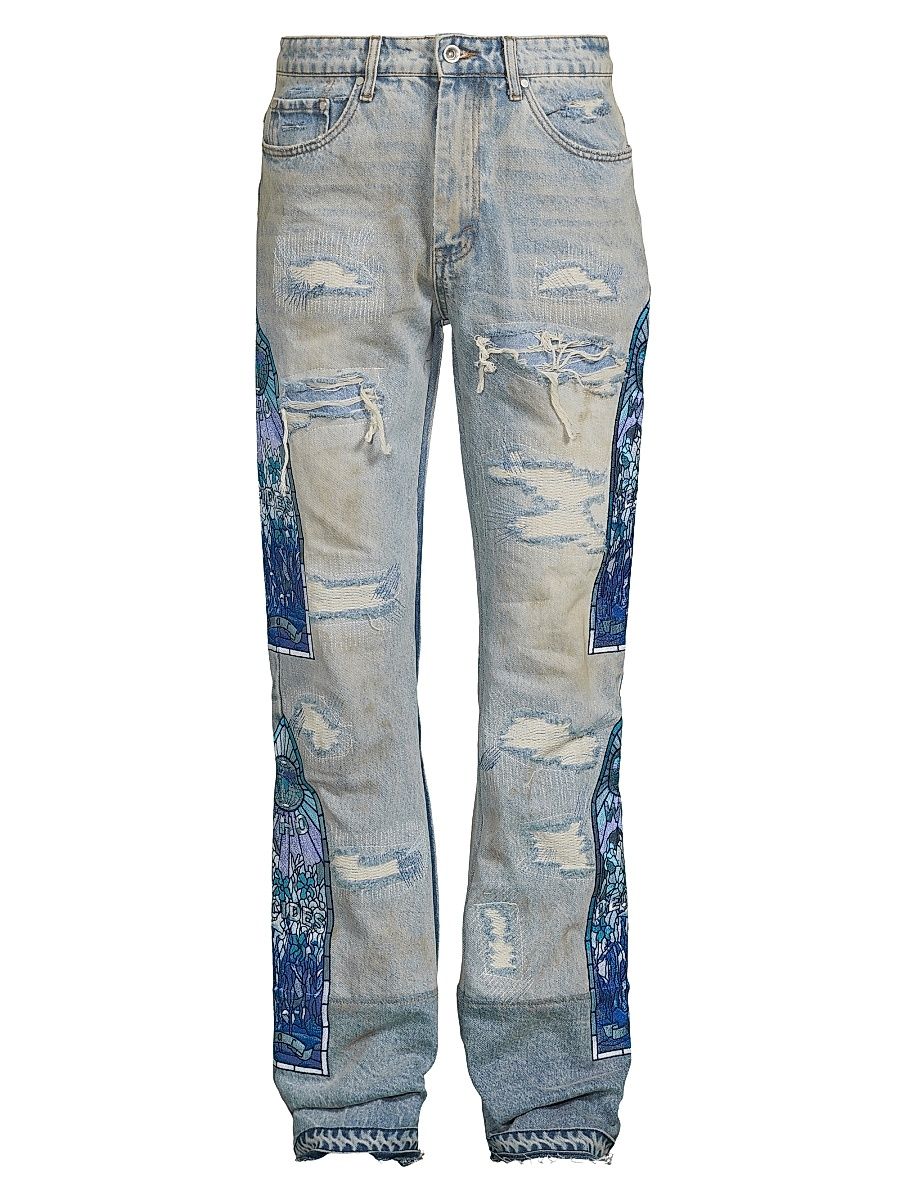 Men's Winter Mechanic Distressed Jeans - Sky - Size 40