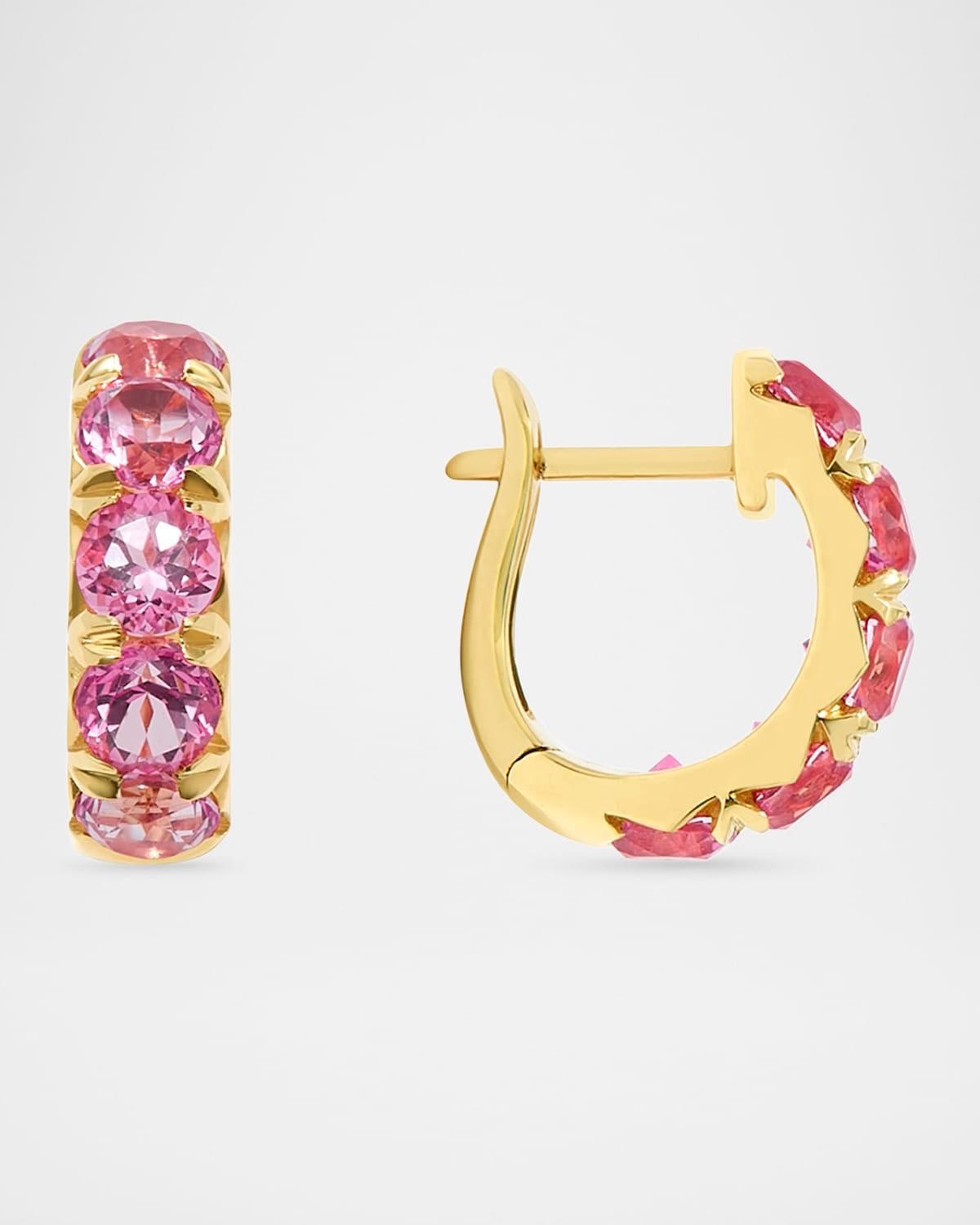 The Midi Gemstone Hoop Earrings in 18K Yellow Gold