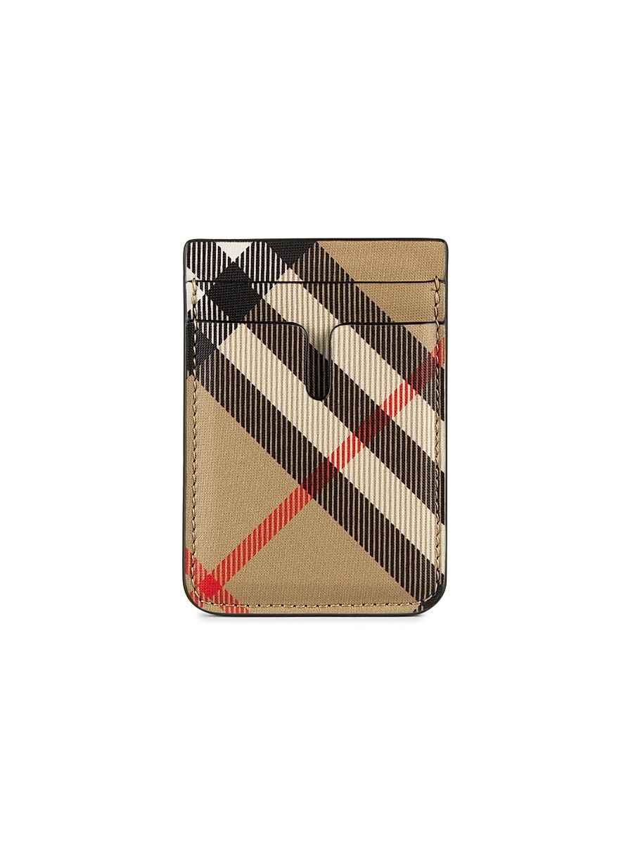 Men's Check Magnetic Card Case - Sand