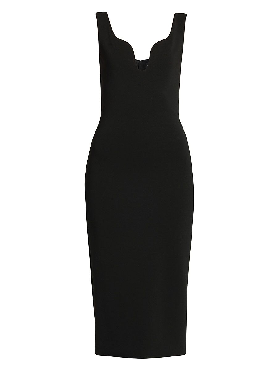 Women's Technical Stretch Jersey Midi-Dress - Black - Size 8
