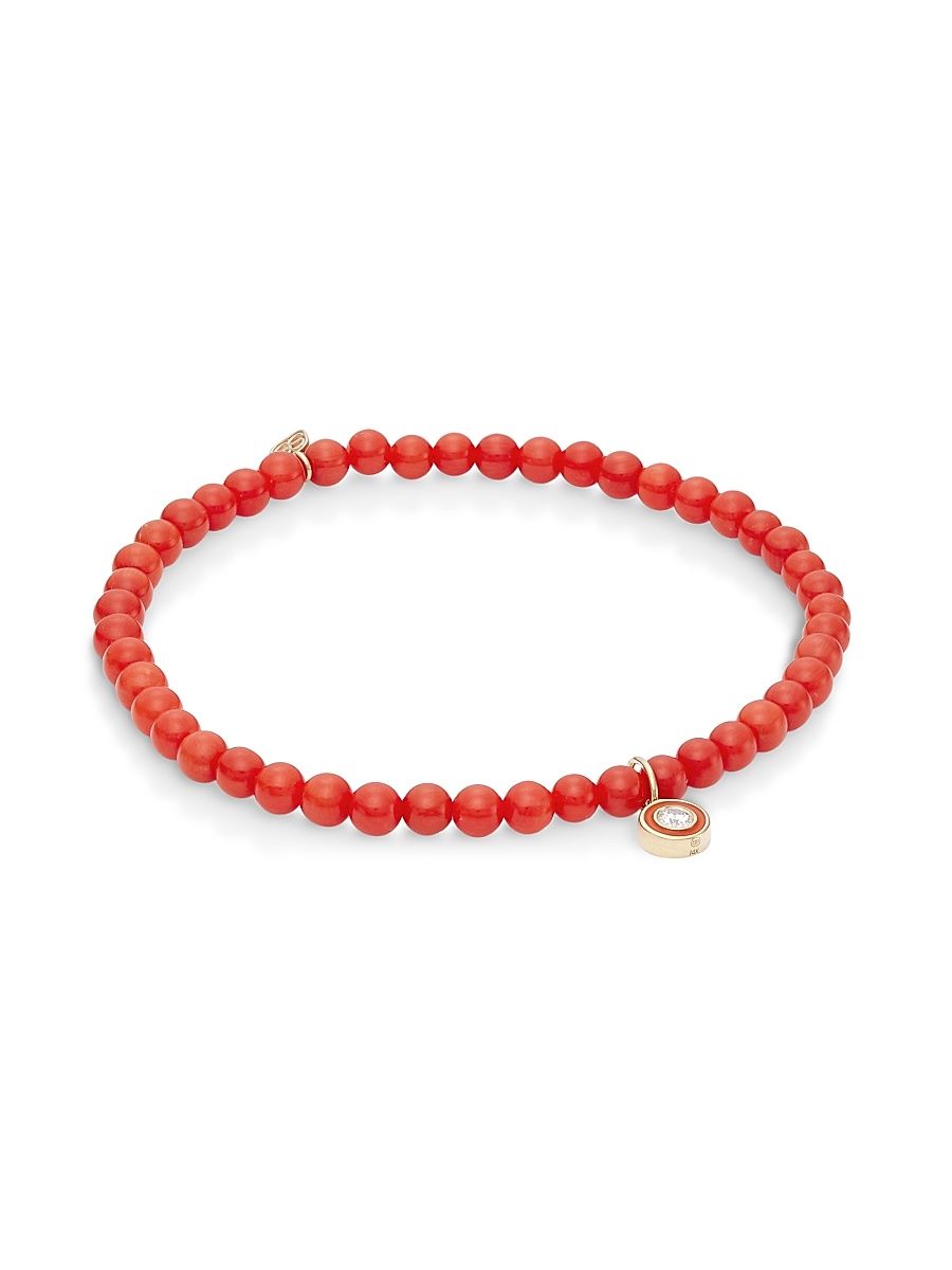 Women's Single Stone Enamel Coral Bracelet - Red