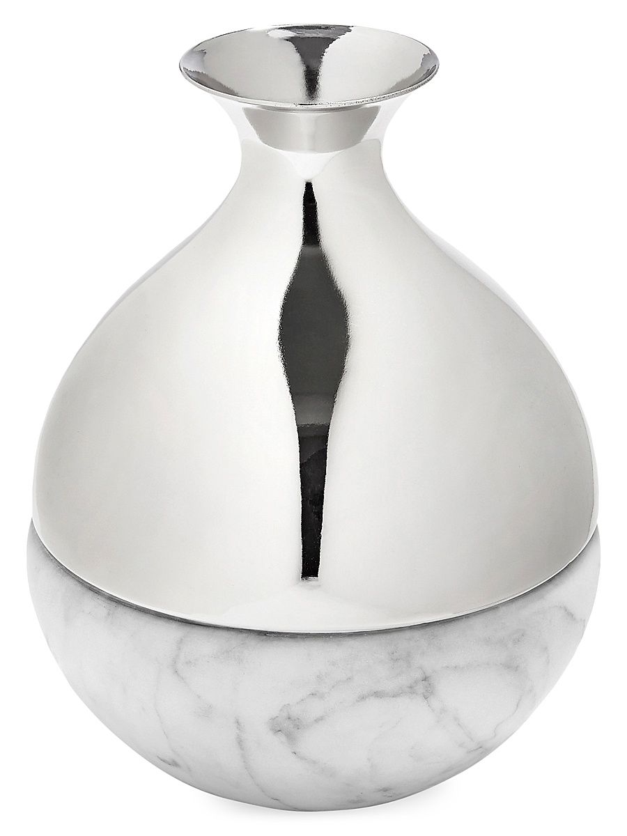 Dual Bud Vase Carrara - Carrara Silver