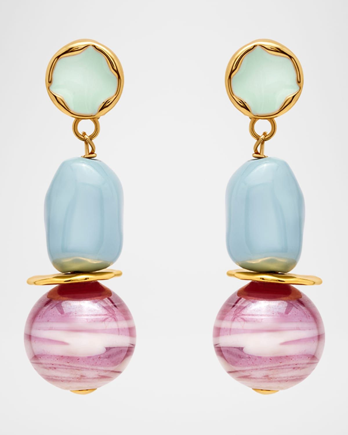 Sea Glass Drop Clip-On Earrings