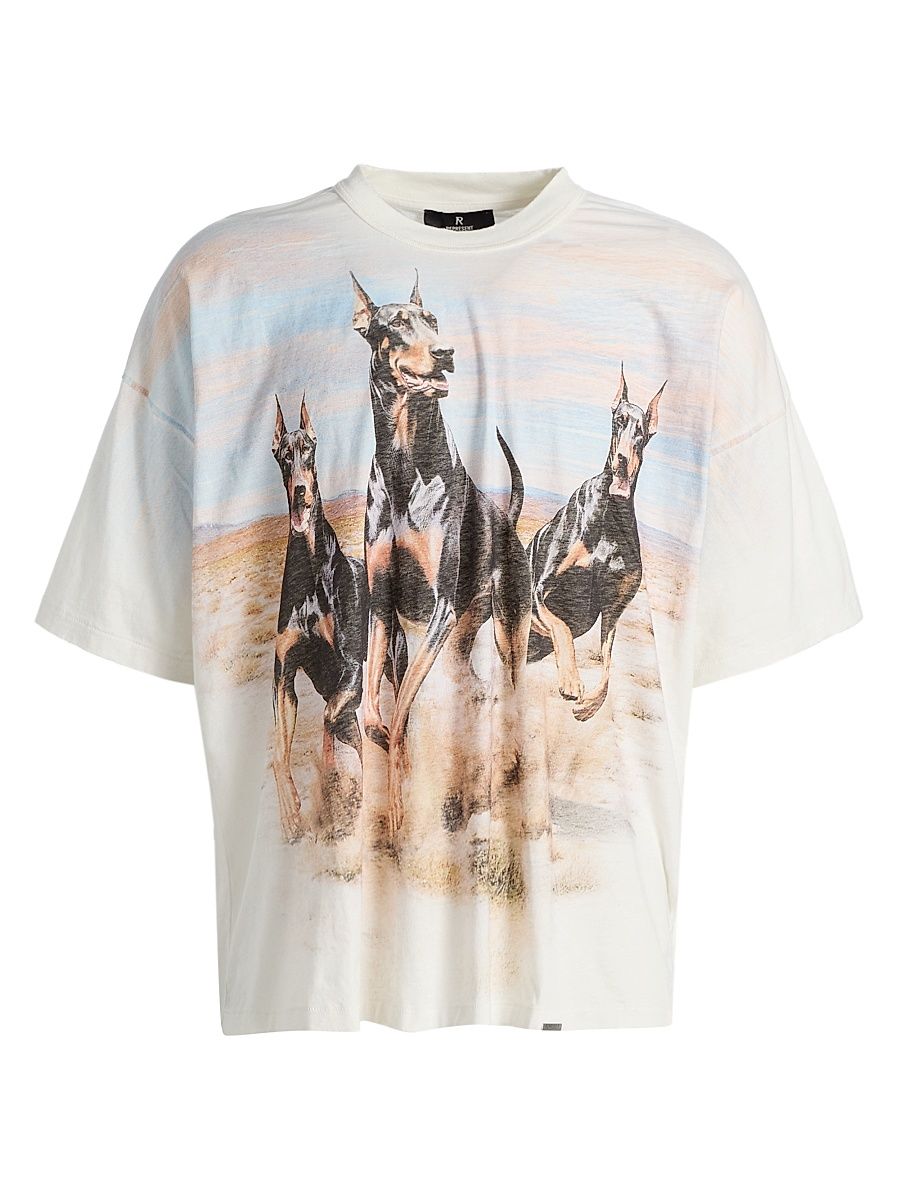 Men's Western Doberman Crewneck T-Shirt - Flat White - Size XXL