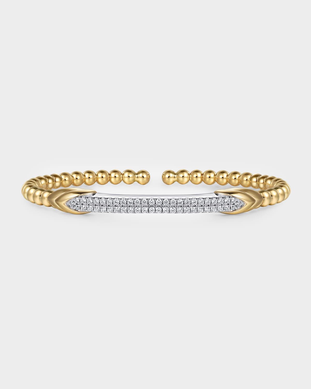 14K White and Yellow Gold Bujukan Diamond Bar Split Bangle Bracelet