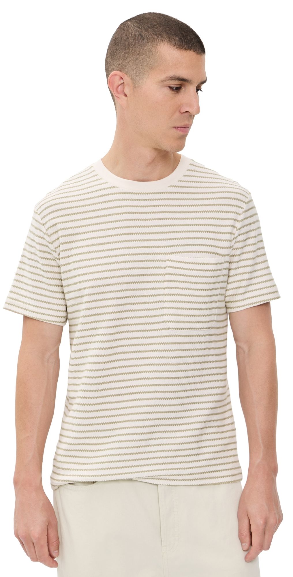 FRAME Ribbed Stripe Tee Natural Stripe XL
