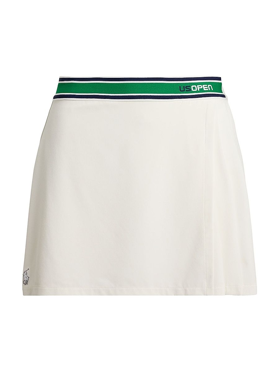 Women's US Open Pleated Striped Wrap Skort - Ceramic White - Size Small