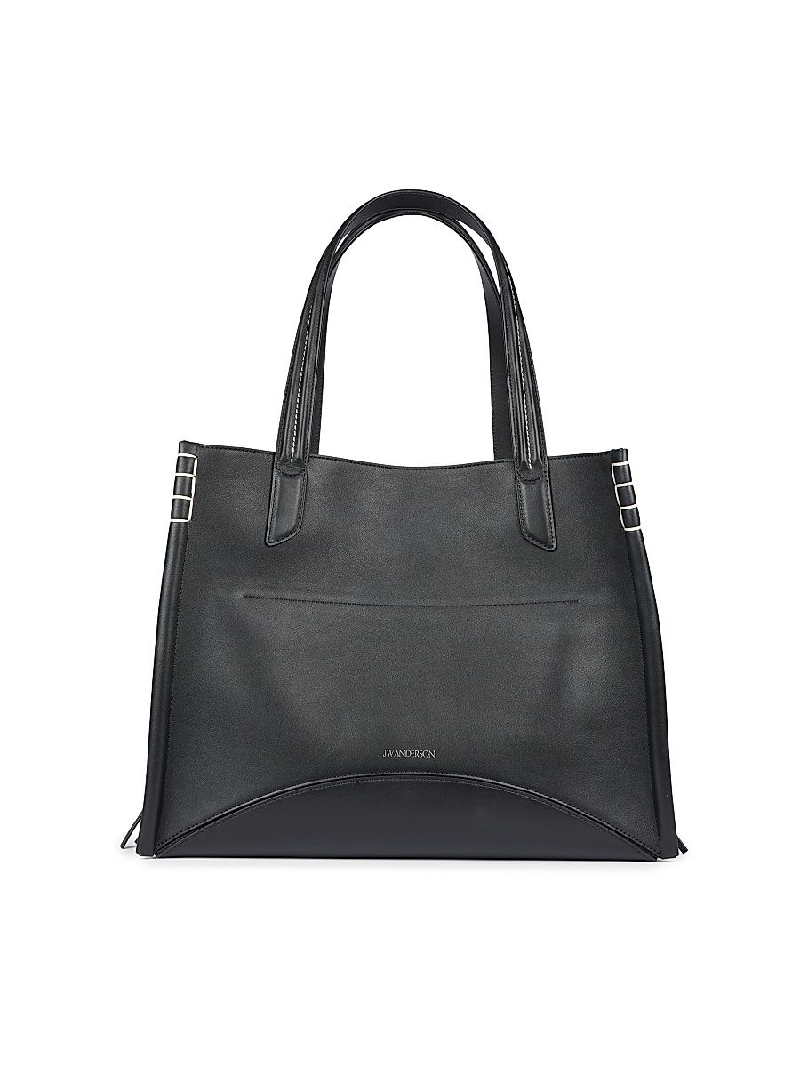 Women's Loafer Leather Tote Bag - Black