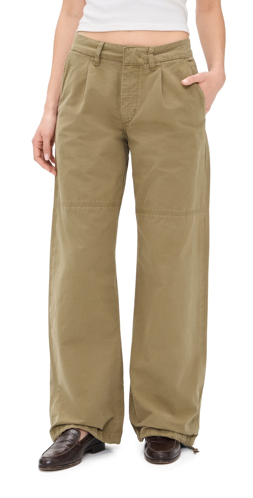Jeanerica Mina Chino Utility Pants Khaki Beige Pli 26