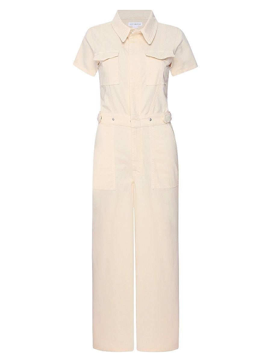 Women's Fit For Success Twill Palazzo Crop Jumpsuit - Ecru - Size XS