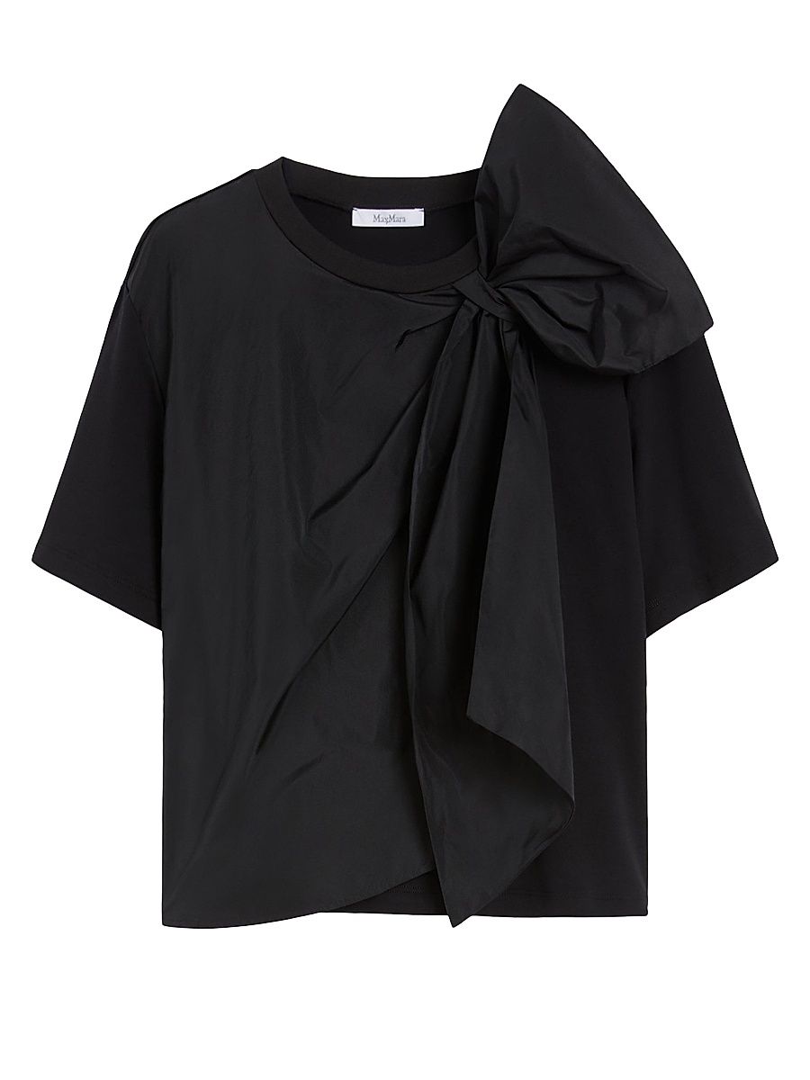 Women's Jersey T Shirt with Maxi Bow - Black - Size Large