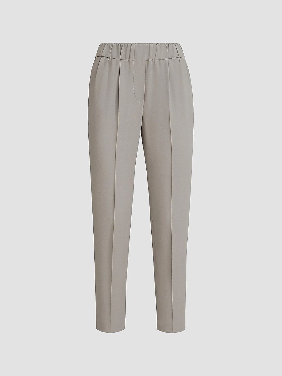 Brunello Cucinelli Women's Silk and Acetate Crêpe Cady Tailored Jogger Trousers - Light Grey - Size 18