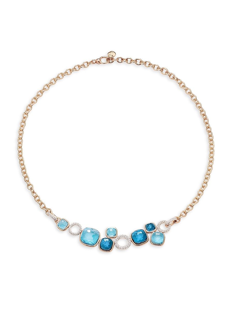 Women's Nudo Two-Tone 18K Gold & Multi-Stone Cluster Necklace - Rose Gold