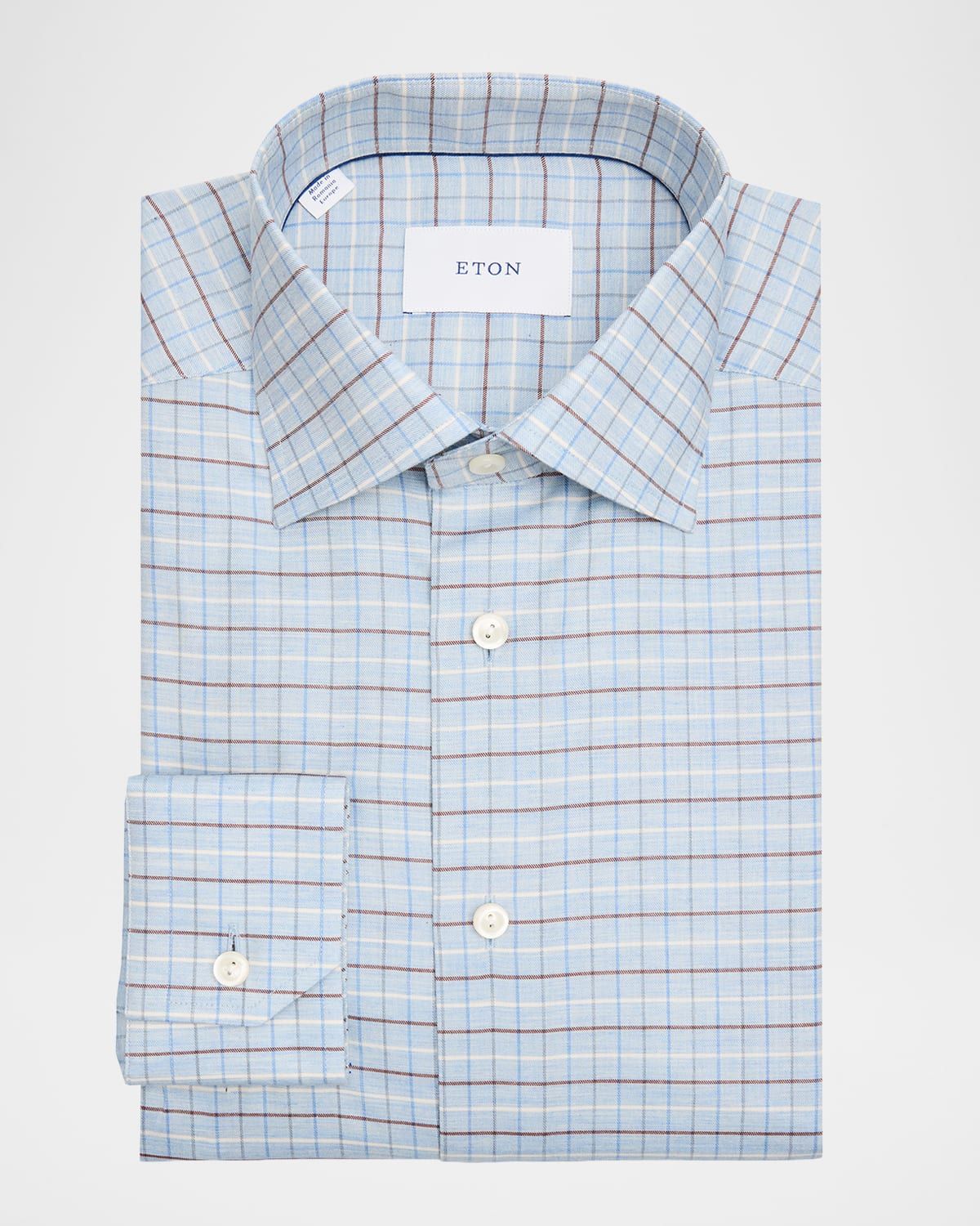 Men & apos;s Slim-Fit Grid Check Elevated Organic Cotton Dress Shirt