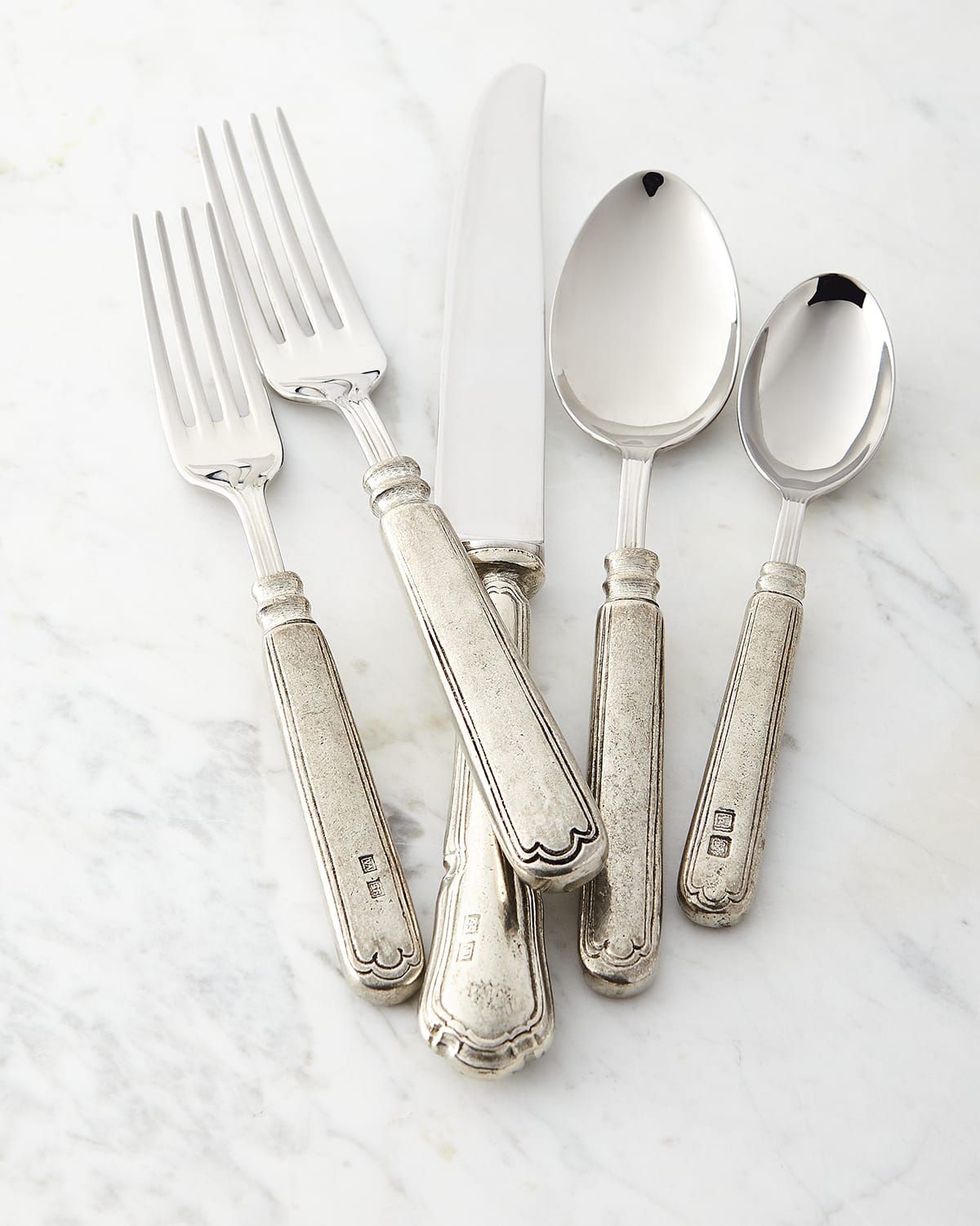 Five-Piece Filet Pewter Flatware Place Setting