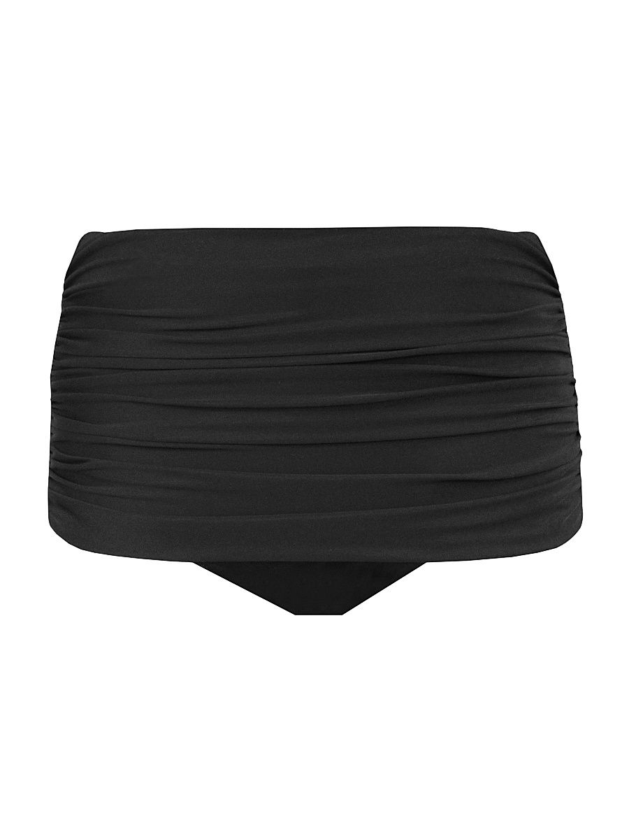 Women's Norma Shirred Hi-Rise Bikini Bottom - Black - Size 16
