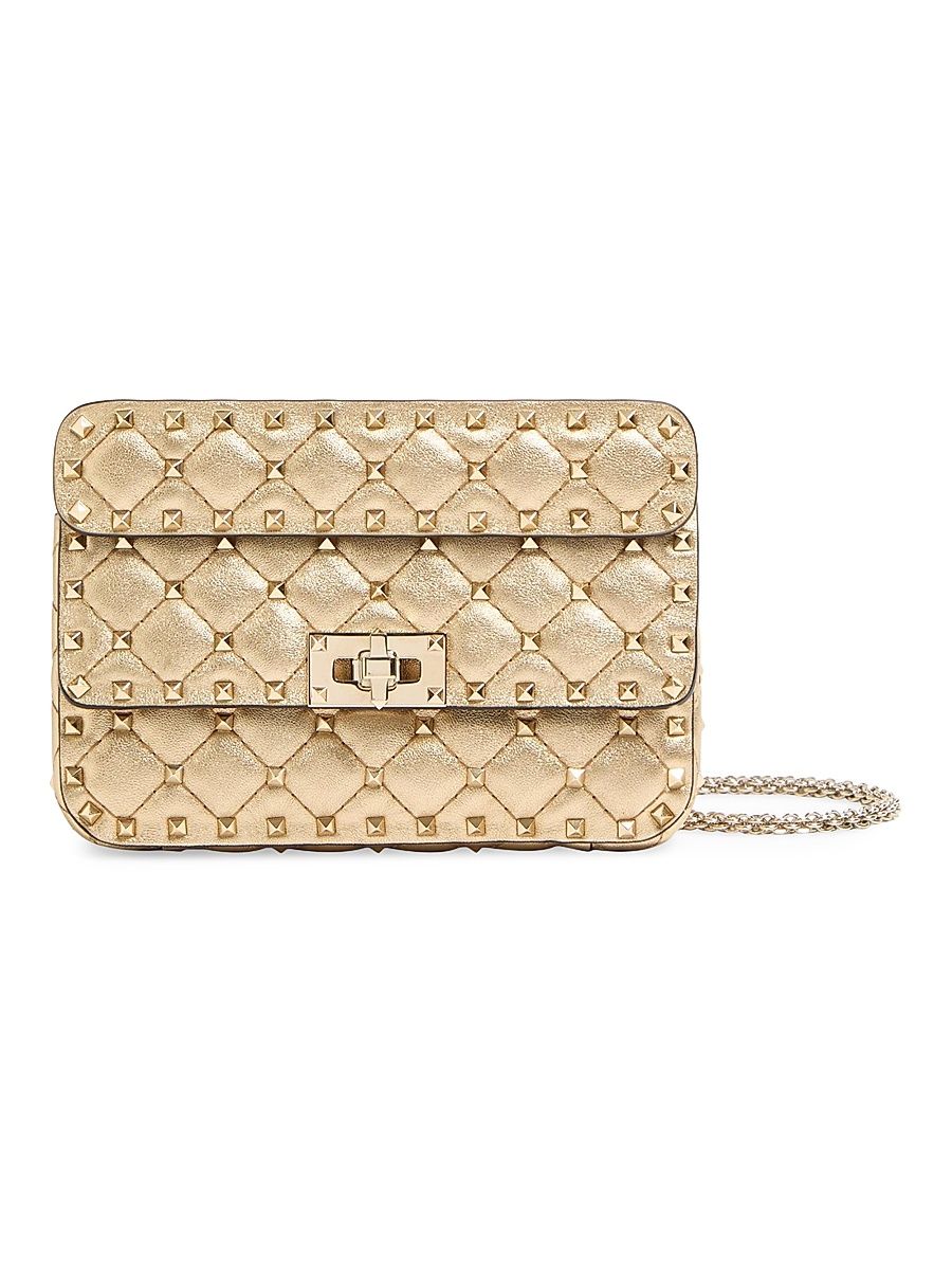 Women's Rockstud Spike Small Laminated Nappa Crossbody Bag - Mekong