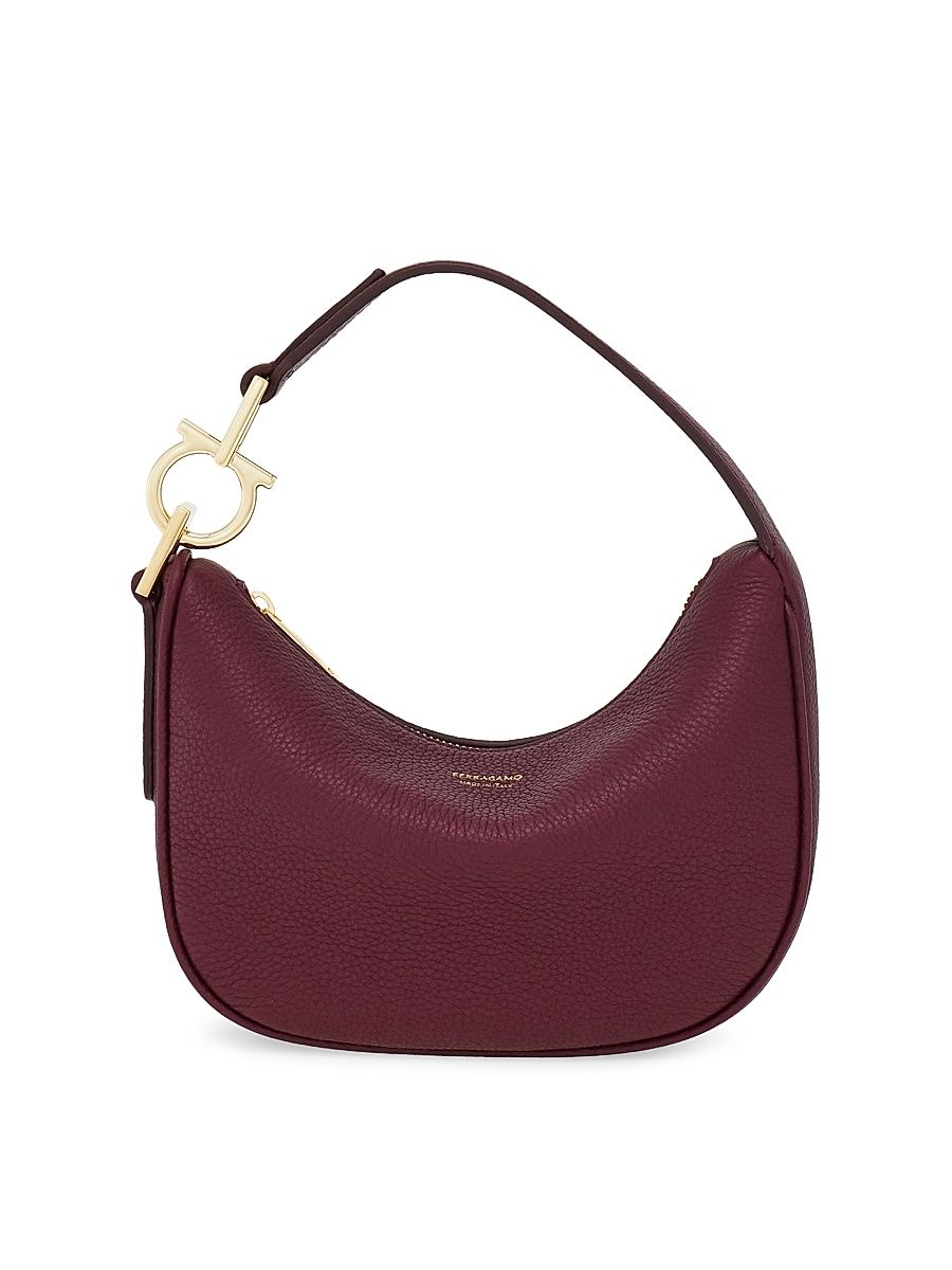 Women's Smile Leather Gancini Top Handle Bag - Plum