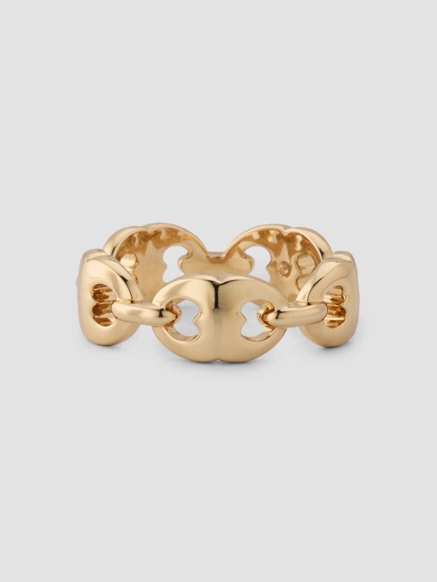 Tory Burch Women's Gemini 18K-Gold-Plated Ring - Light Brass - Size 7