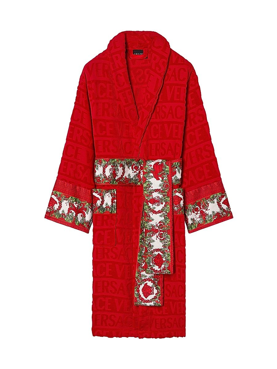 Men's Christmas Barocco Cotton Robe - Red - Size XXL