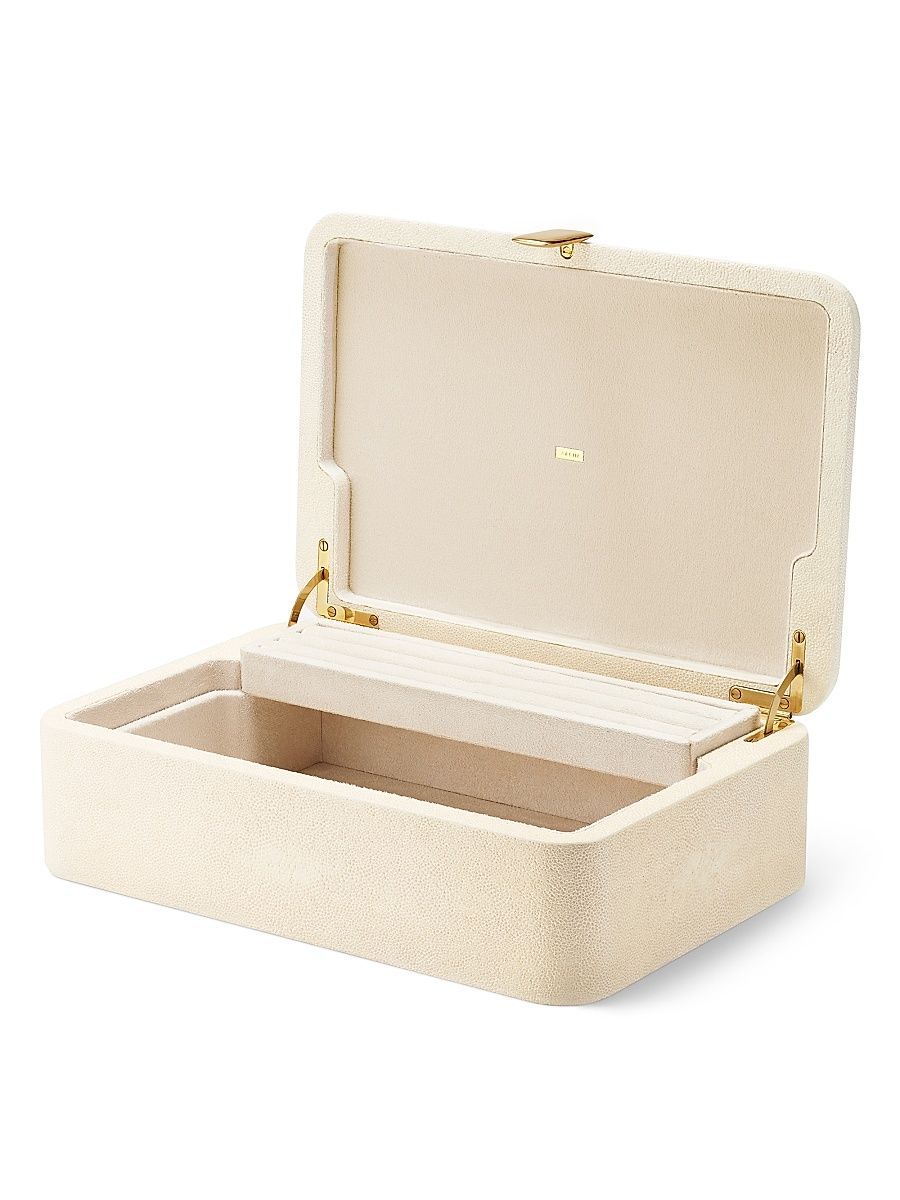 Abella Large Shagreen Jewelry Box - Cream