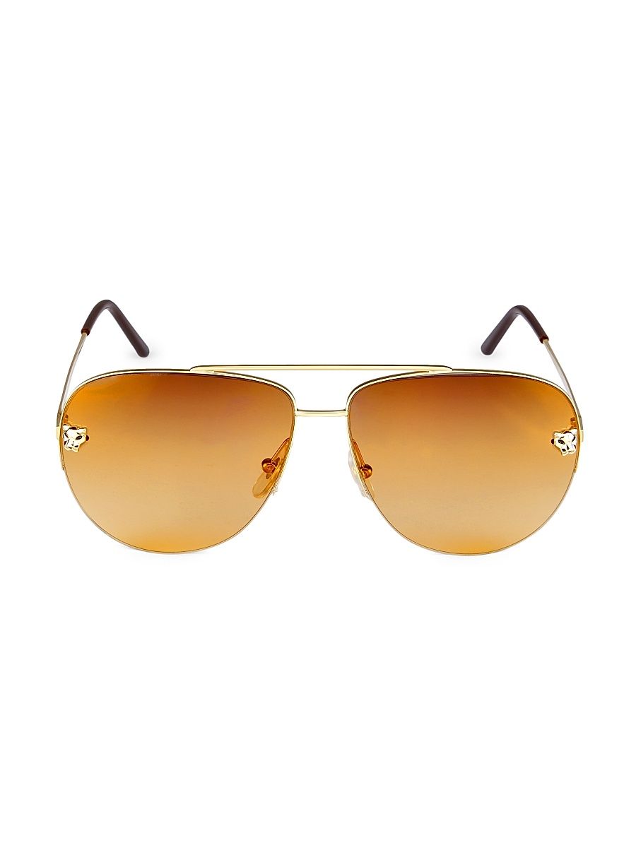 Women's Panthère De Cartier 60MM Aviator Sunglasses - Gold