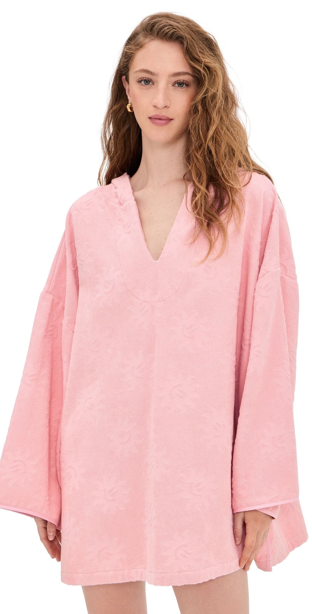 Hunza G Sunny Terry Cloth Poncho Pink One Size