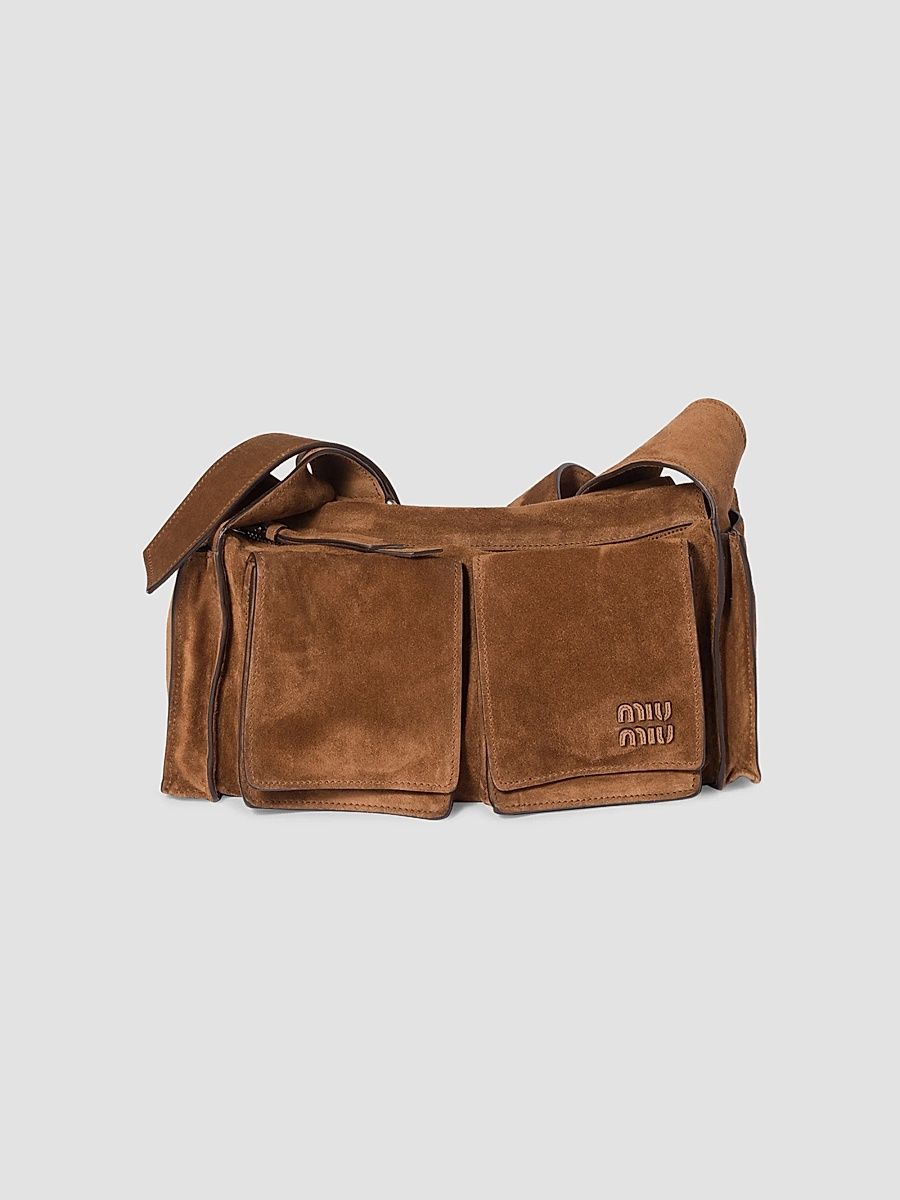 Miu Miu Women's Utilitaire Suede Shoulder Bag - Brown