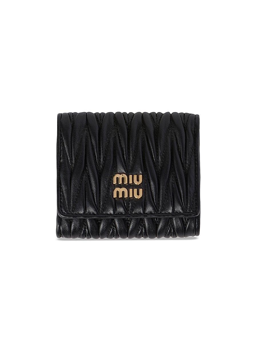 Women's Small Matelasse Nappa Leather Wallet - Black
