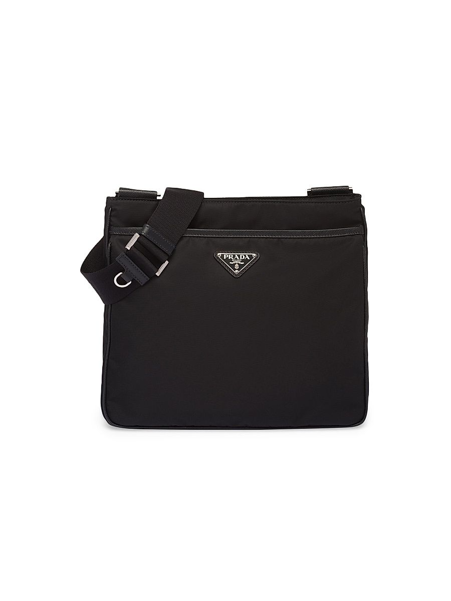 Men's Re-Nylon and Saffiano Shoulder Bag - Black - Size 0