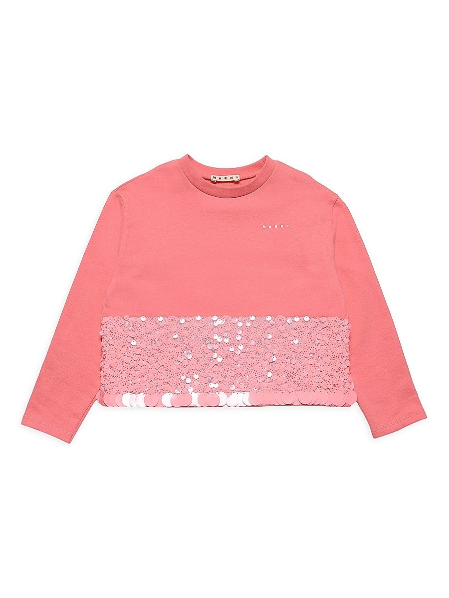 Little Girl's & Girl's Sequined Crewneck Sweatshirt - Pink - Size 4