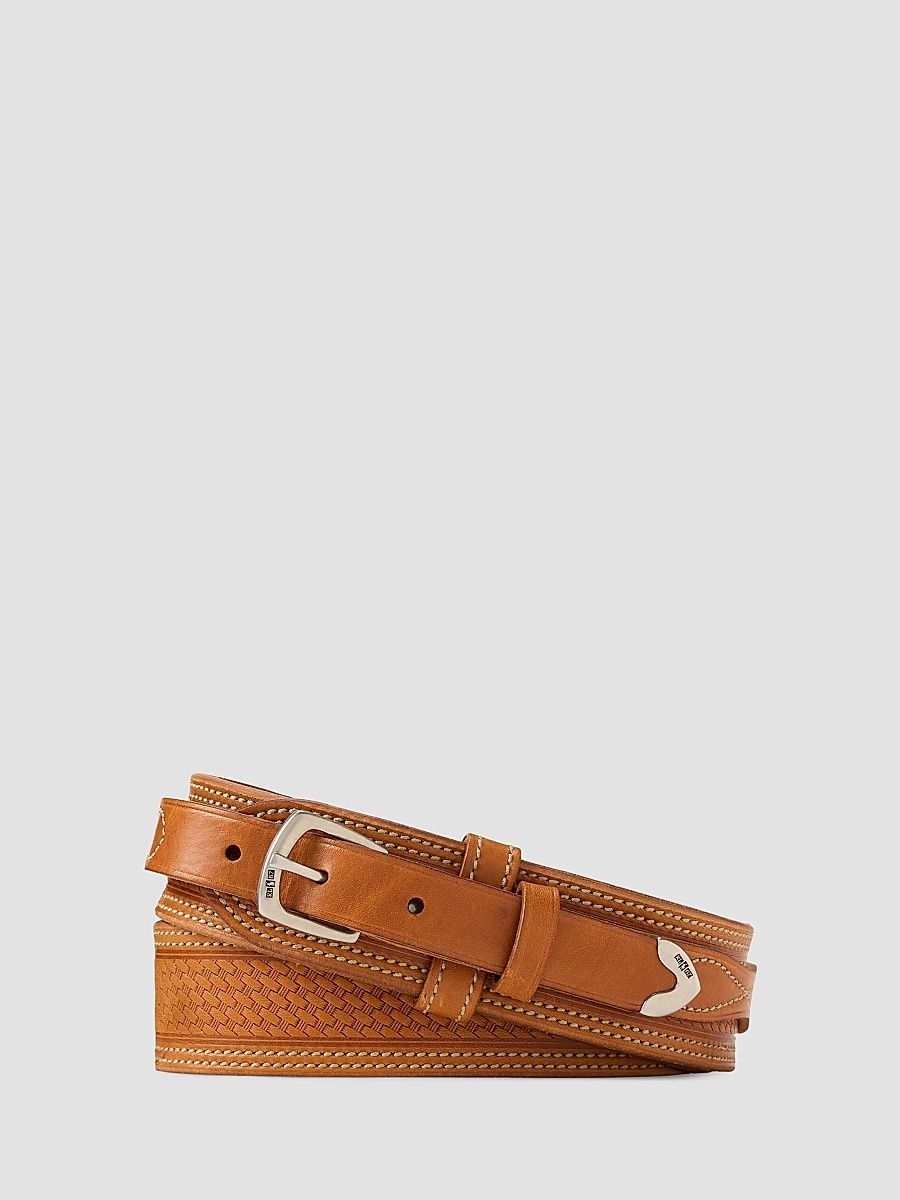Ralph Lauren Purple Label Men's Topstitched Leather Belt - Rl Brown - Size 42