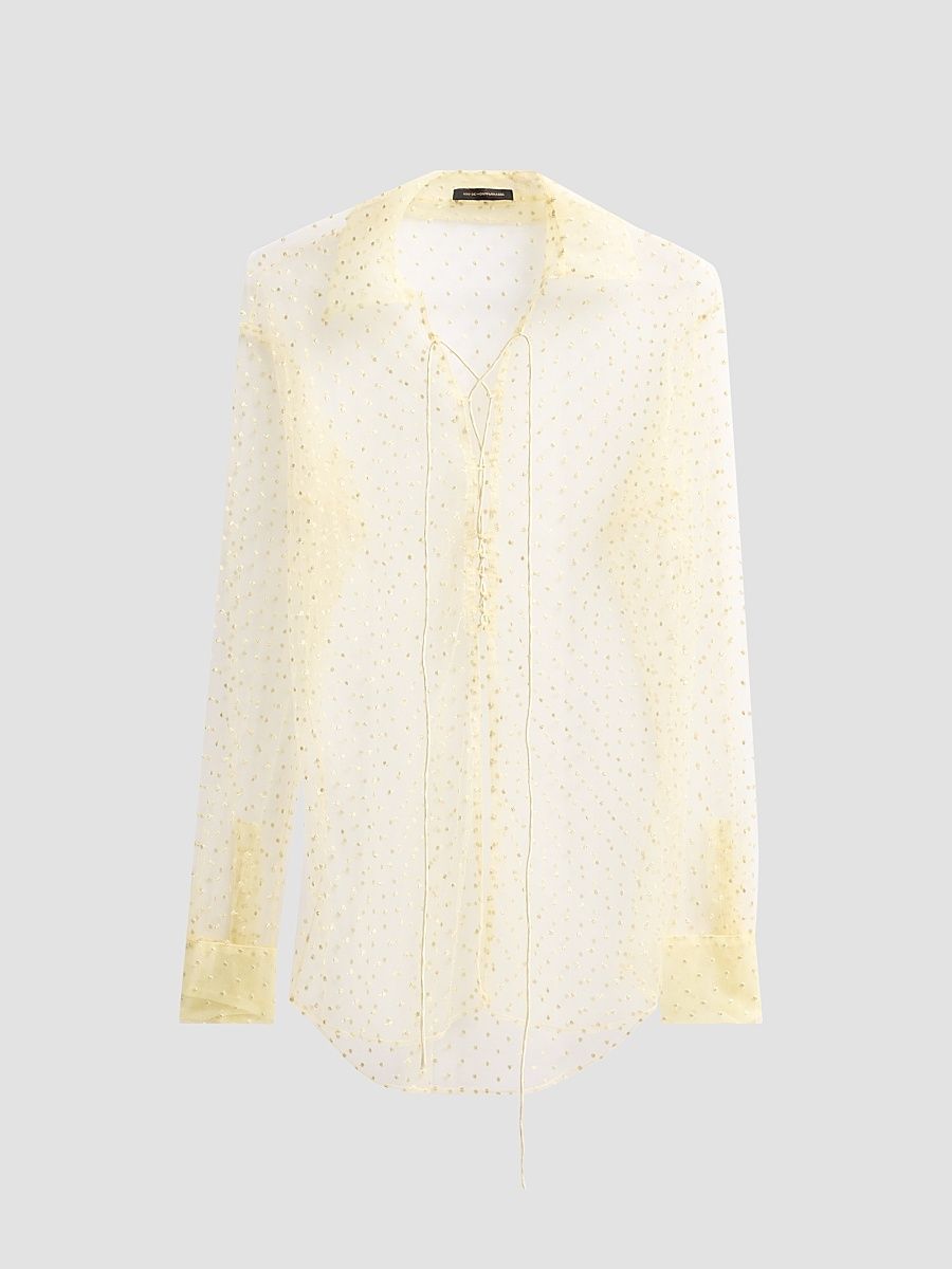 Women's Merci Polka Dot-Embroidered Cover-Up Shirt - Citron - Size XL