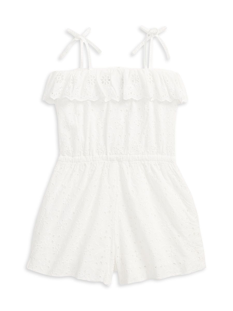 Little Girl's & Girl's Cotton Eyelet Romper - White - Size 8