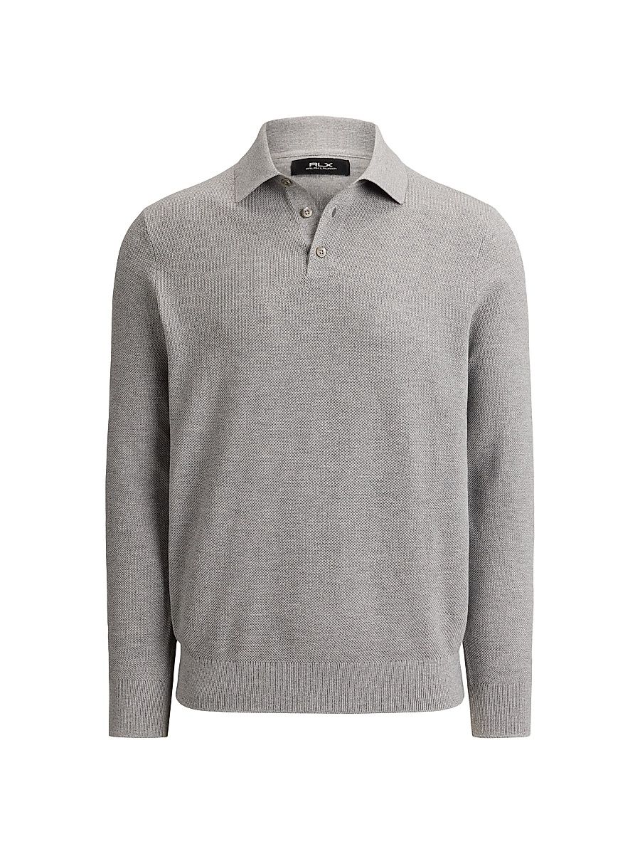 Men's Birdseye-Knit Collared Sweater - Andover Heather - Size XXL