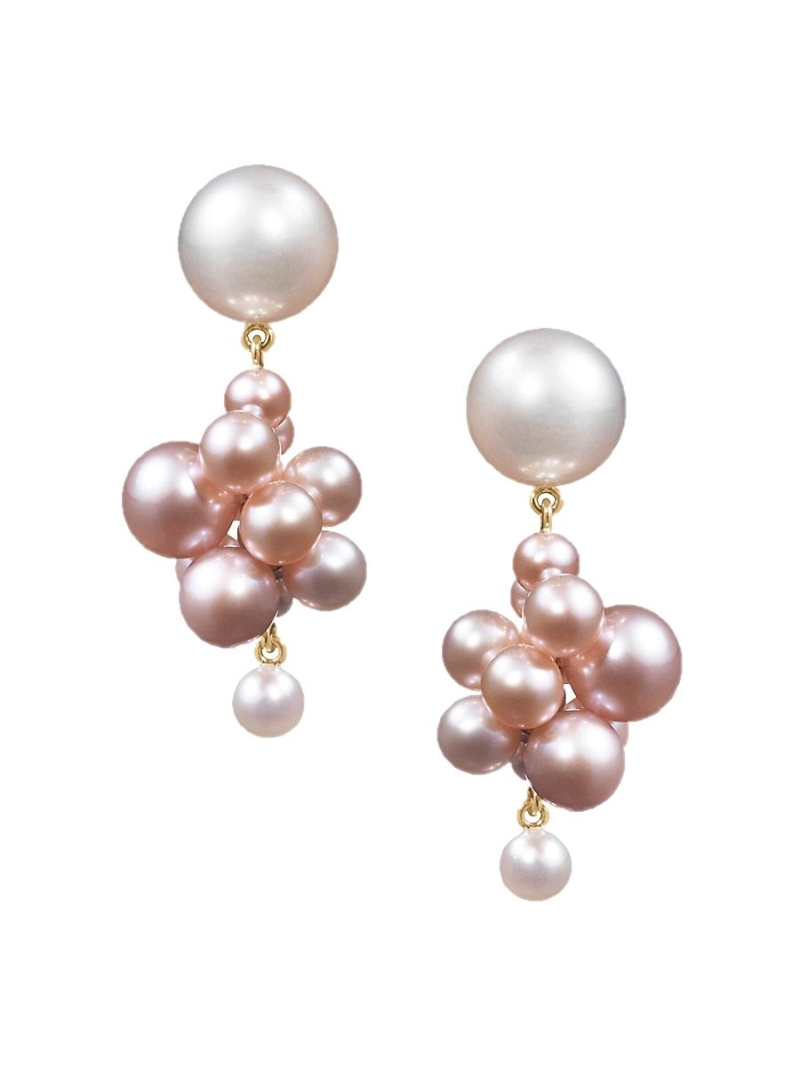 Women's Classic Collection 14K Yellow Gold & 2.5-8.5MM Rose Pearl Botticelli Cluster Drop Earrings - Gold