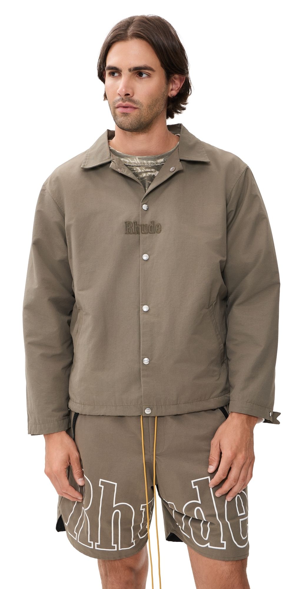 Rhude Logo Coaches Jacket Taupe M