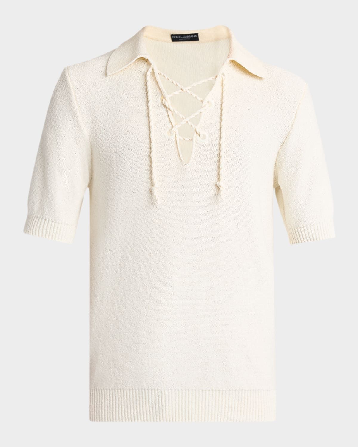 Men & apos;s Drawcord V-Neck Polo Shirt