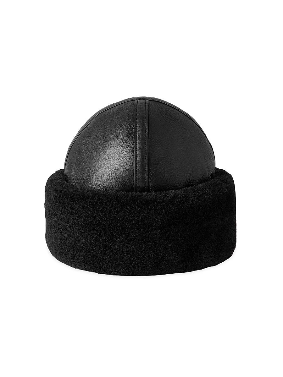 Women's Shearling Winter Hat - Black - Size Medium