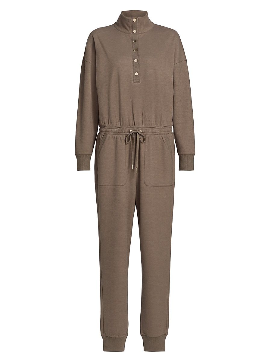 Women's Knitted Jumpsuit - Mocha - Size XS