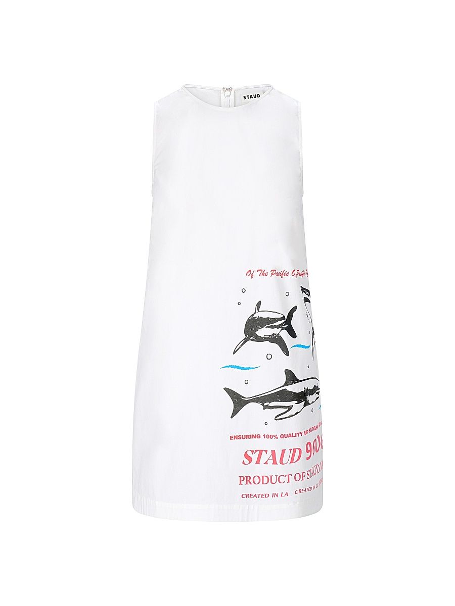 Women's Brea Logo-Detailed Shark Print Cotton Minidress - Of The Pacific - Size XL