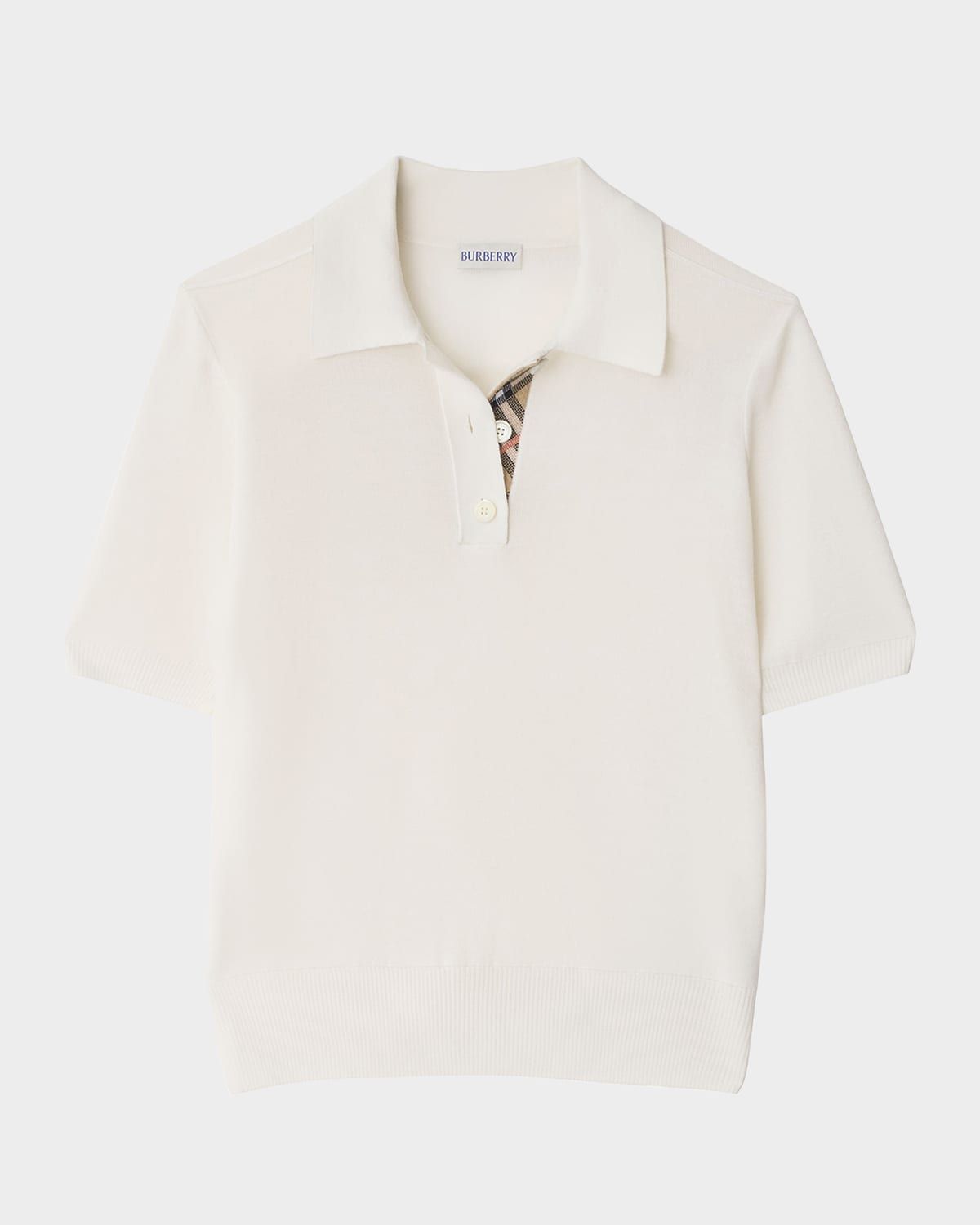 Check-Trim Short-Sleeve Knit Polo Shirt