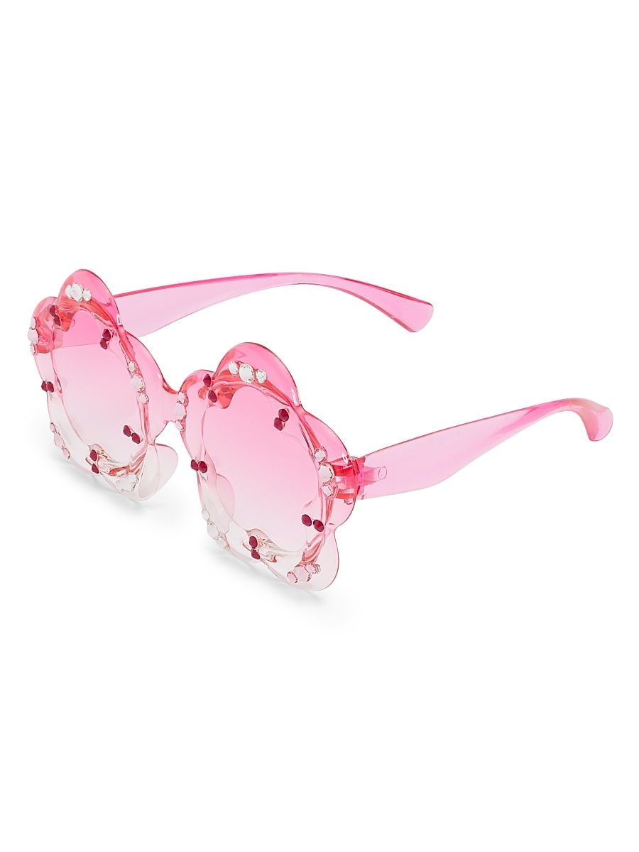 Girl's Crystal Flower Sunglasses - Red