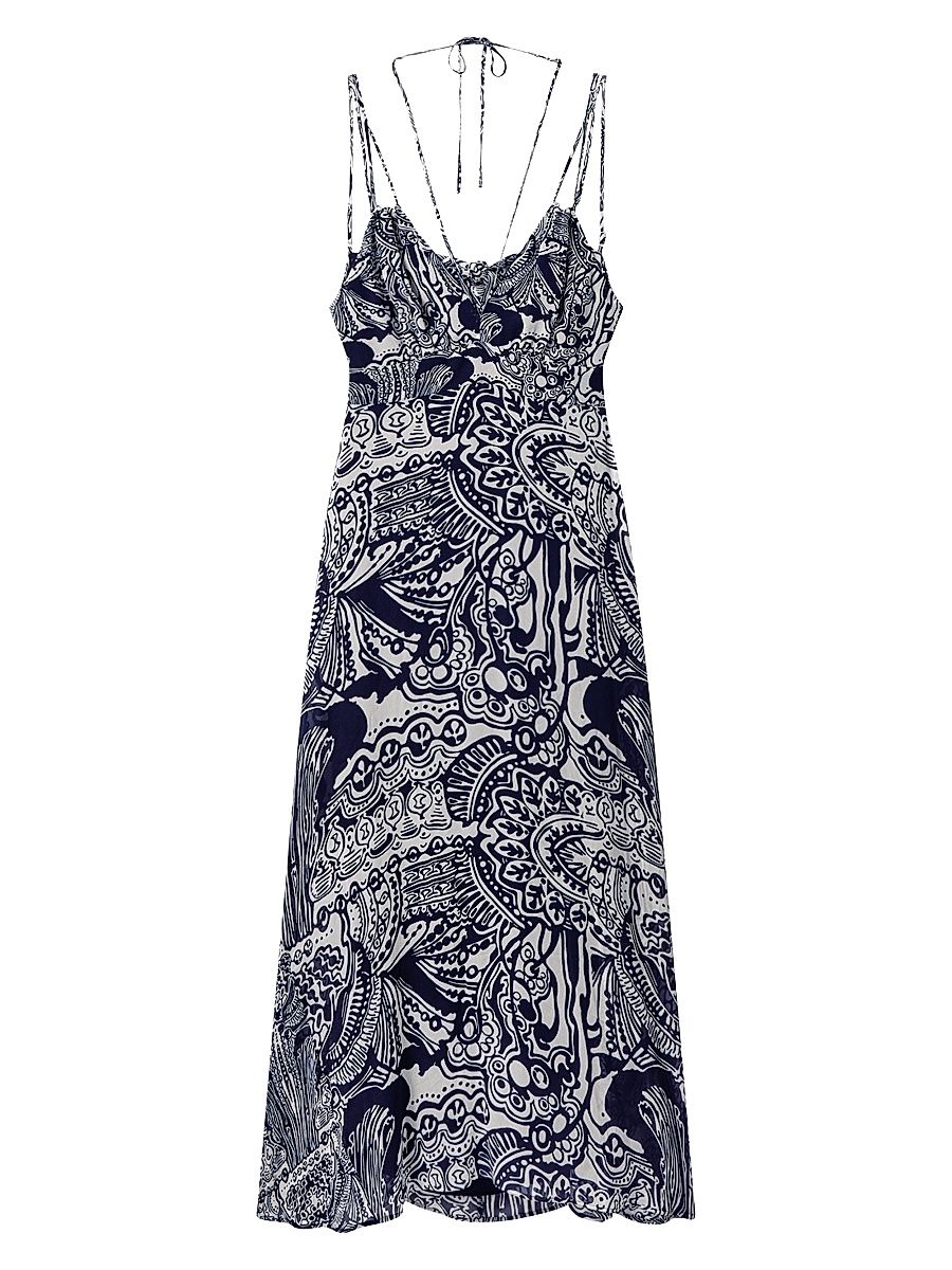Women's Quinn Printed Maxi Dress - Navy - Size 8
