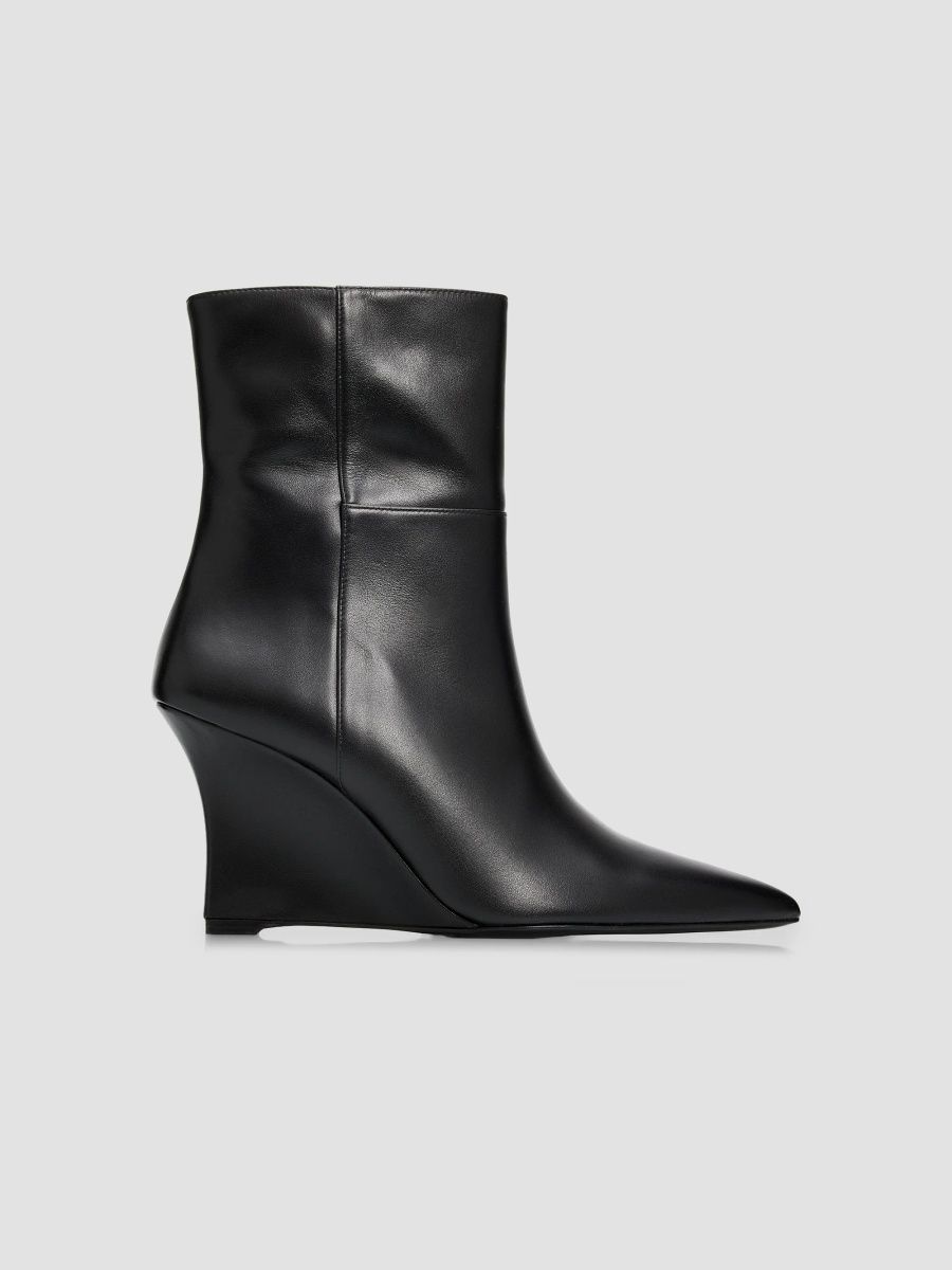 Stuart Weitzman Women's Vinnie 85MM Leather Wedge-Heel Boots - Black - Size 10