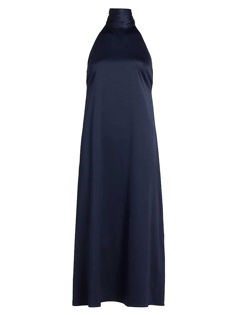 Women's Meera Satin Midi-Dress - Navy - Size Medium