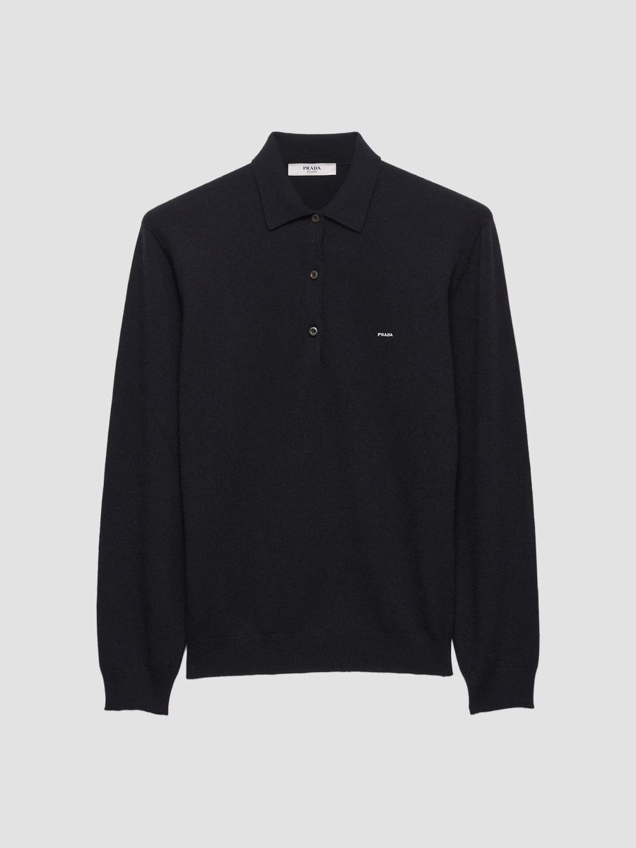 Prada Women's Wool Polo Sweater - Black - Size 2